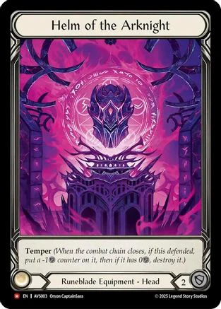 Helm of the Arknight [AVS003] (Armory Deck: Legends Viserai)  Cold Foil