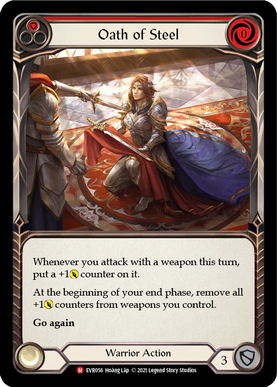 Oath of Steel (Red) [EVR056] (Everfest)  1st Edition Rainbow Foil - Image 2