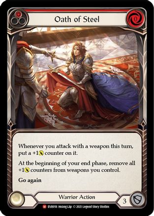 Oath of Steel (Red) [EVR056] (Everfest)  1st Edition Rainbow Foil - Image 3