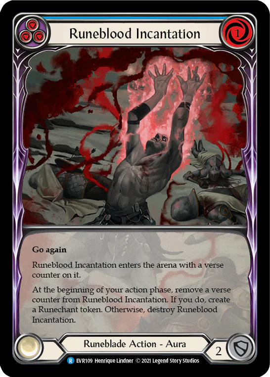 Runeblood Incantation (Blue) [EVR109] (Everfest)  1st Edition Extended Art Rainbow Foil - Image 2