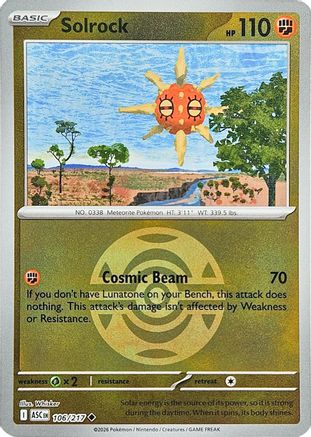 Solrock (Dusk Ball) 106 - Reverse Holofoil ME Ascended Heroes - Uncommon